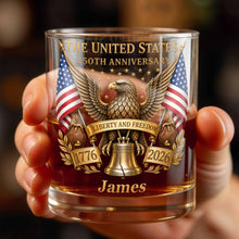 Load image into Gallery viewer, Personalized Custom Whiskey Glass Gift for Dad - 4th of July Eagle &amp; Liberty Bell
