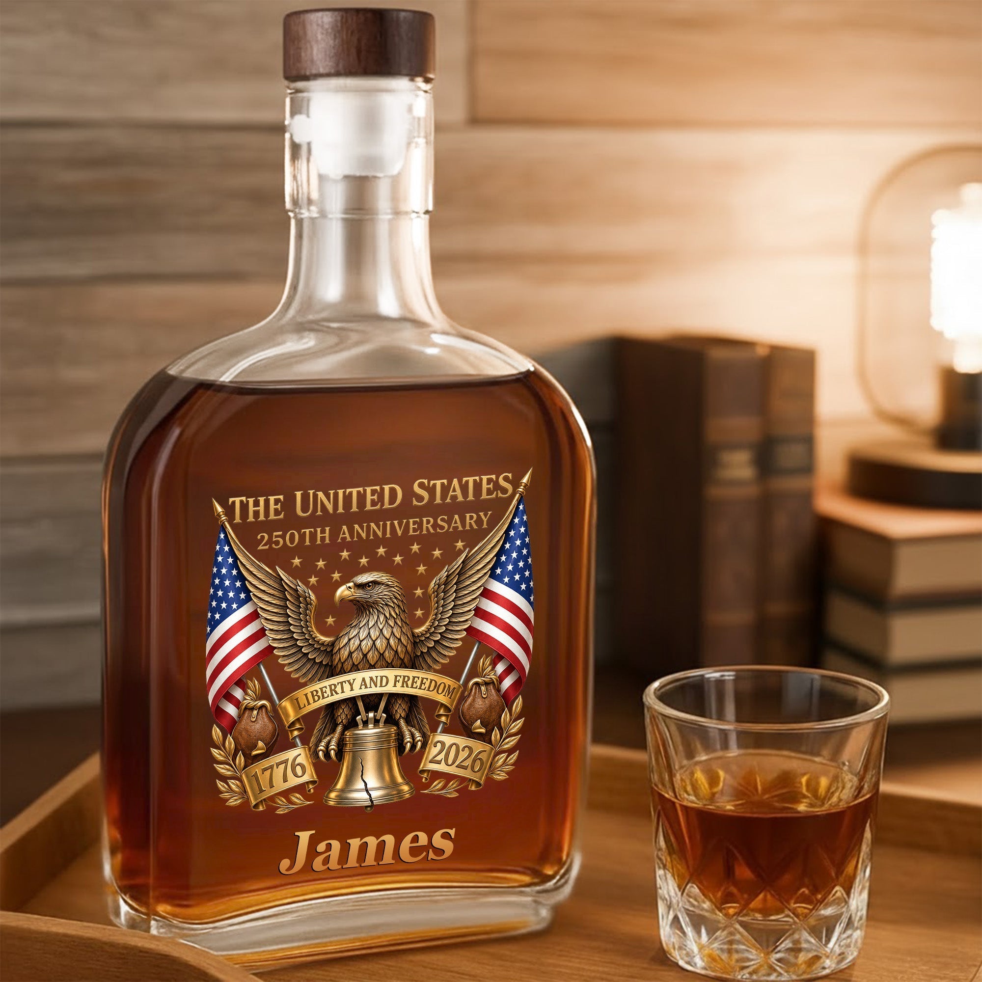 Personalized Whiskey Bottle Custom Name Gift for Dad 4th of July