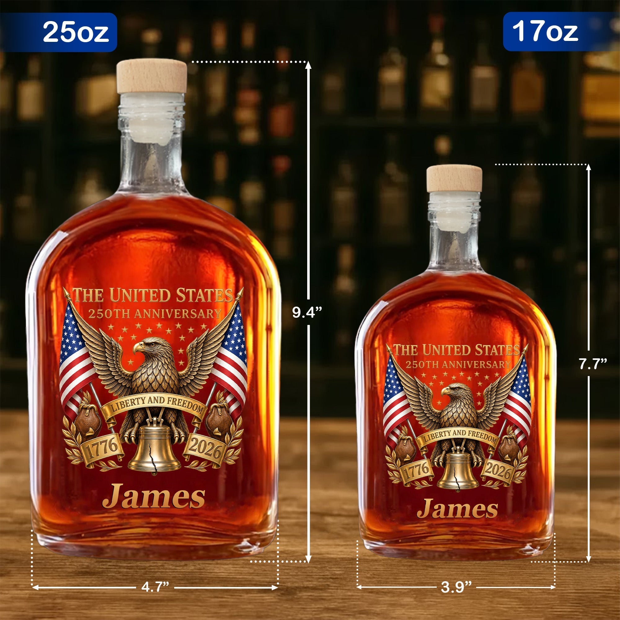 Personalized Whiskey Bottle Custom Name Gift for Dad 4th of July