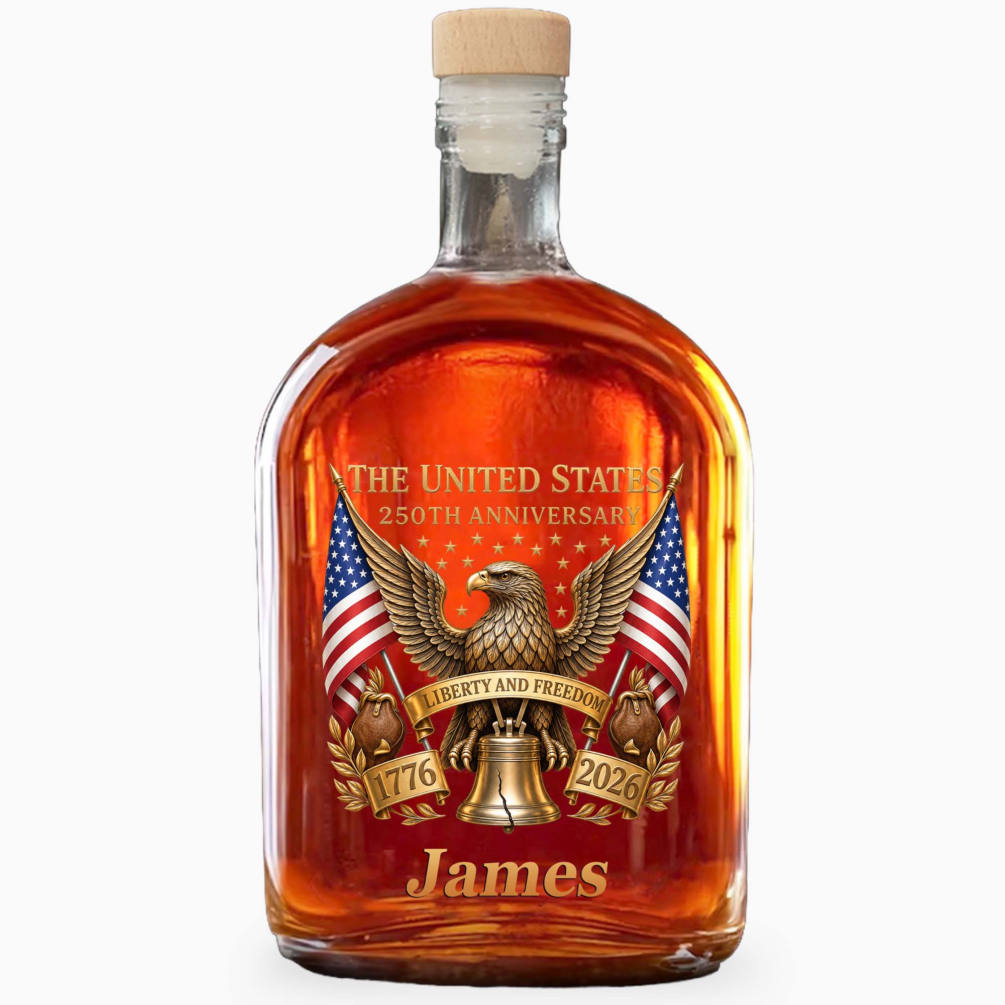 Personalized Whiskey Bottle Custom Name Gift for Dad 4th of July