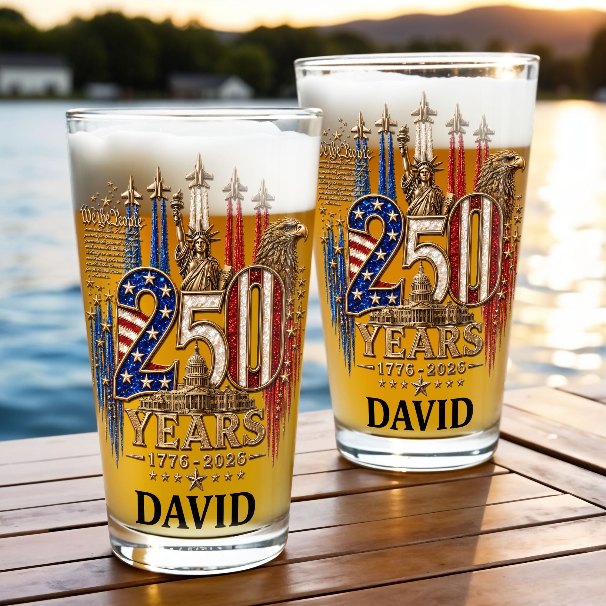 Personalized Beer Glass Custom Name Independence Day Gift