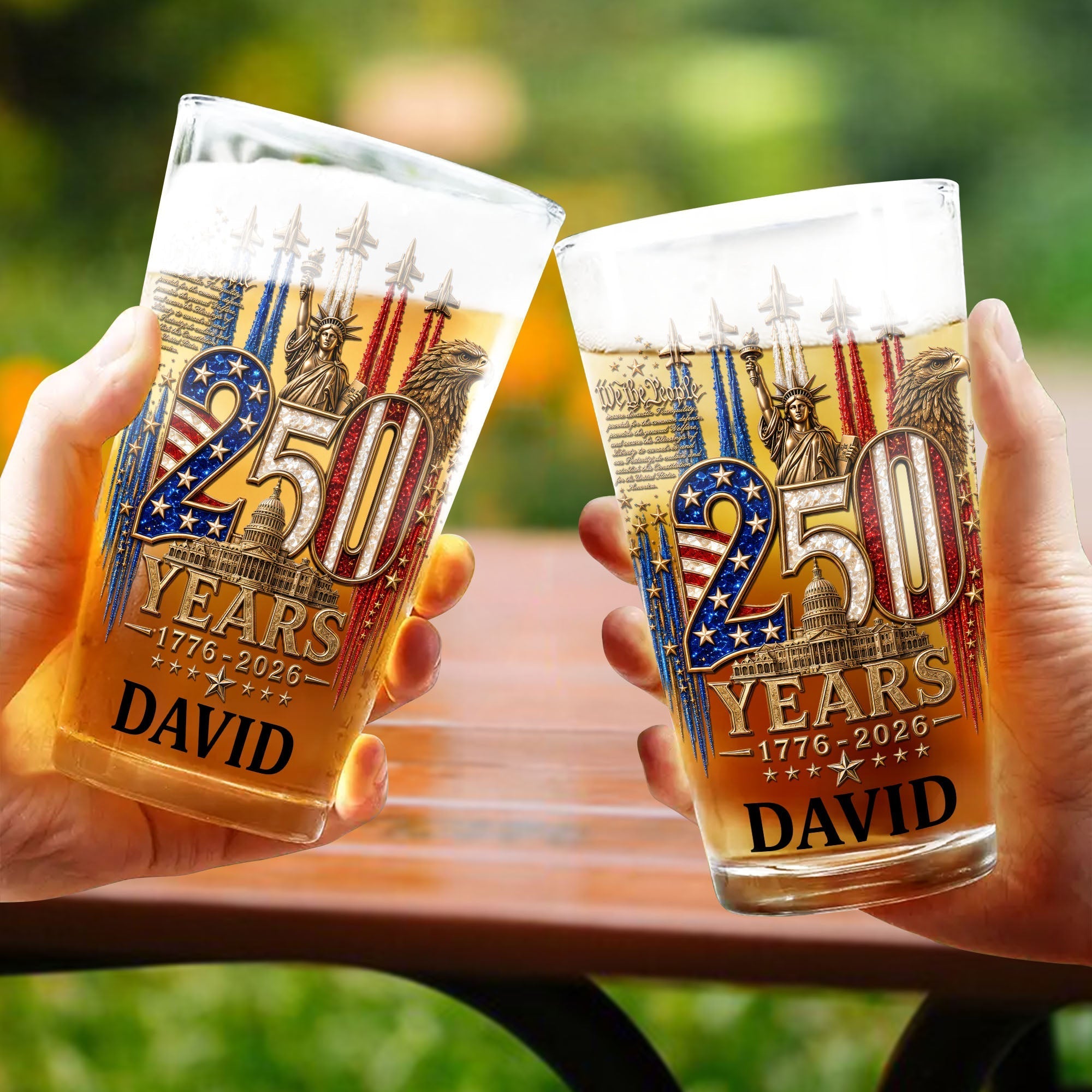 Personalized Beer Glass Custom Name Independence Day Gift