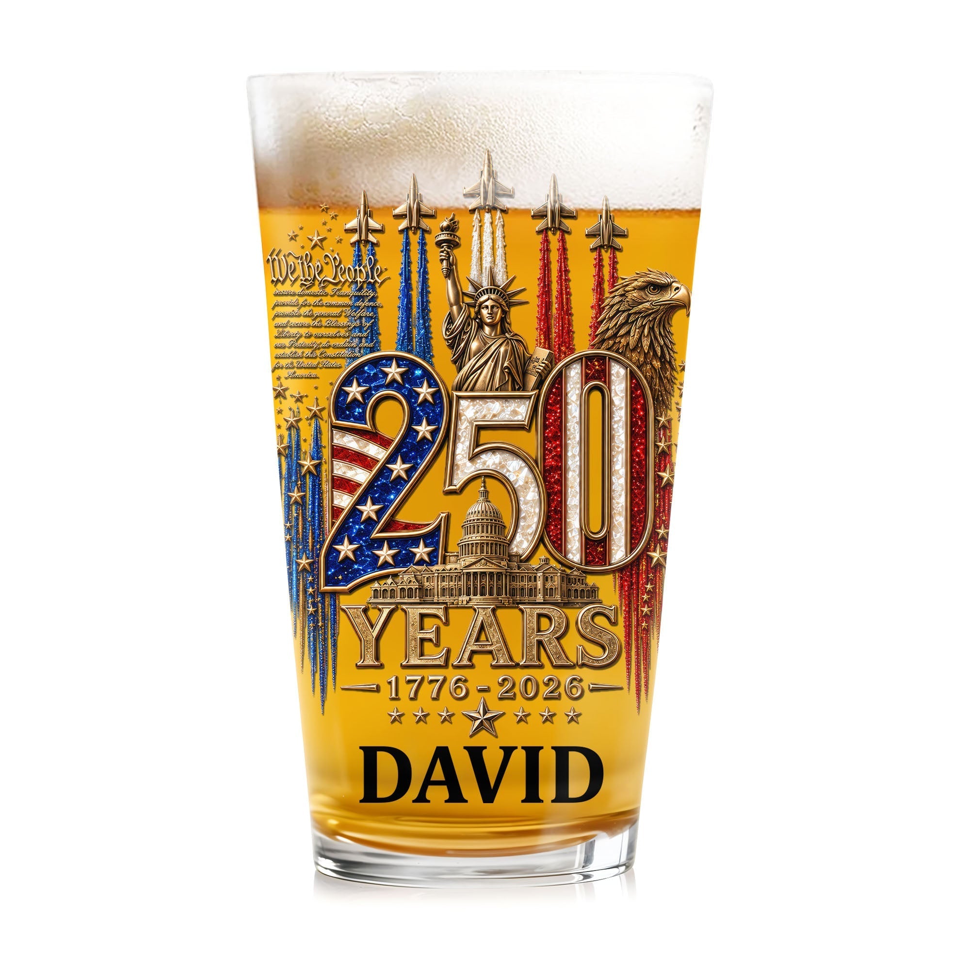 Personalized Beer Glass Custom Name Independence Day Gift