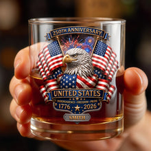 Load image into Gallery viewer, Personalized Custom Whiskey Glass Gift for Dad, USA Flag Design, 8oz or 11oz
