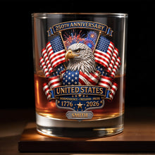 Load image into Gallery viewer, Personalized Custom Whiskey Glass Gift for Dad, USA Flag Design, 8oz or 11oz
