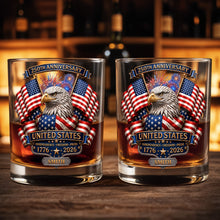 Load image into Gallery viewer, Personalized Custom Whiskey Glass Gift for Dad, USA Flag Design, 8oz or 11oz
