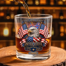 Load image into Gallery viewer, Personalized Custom Whiskey Glass Gift for Dad, USA Flag Design, 8oz or 11oz
