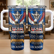 Load image into Gallery viewer, Personalized 40oz Tumbler USA Flag Eagle Custom Name Gift for Dad
