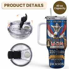 Load image into Gallery viewer, Personalized 40oz Tumbler USA Flag Eagle Custom Name Gift for Dad
