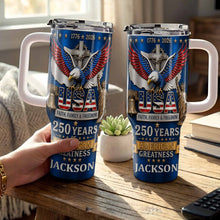Load image into Gallery viewer, Personalized 40oz Tumbler USA Flag Eagle Custom Name Gift for Dad

