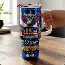 Load image into Gallery viewer, Personalized 40oz Tumbler USA Flag Eagle Custom Name Gift for Dad
