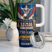 Load image into Gallery viewer, Personalized 40oz Tumbler USA Flag Eagle Custom Name Gift for Dad

