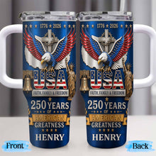 Load image into Gallery viewer, Personalized 40oz Tumbler USA Flag Eagle Custom Name Gift for Dad
