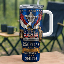 Load image into Gallery viewer, Personalized 40oz Tumbler USA Flag Eagle Custom Name Gift for Dad
