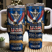 Load image into Gallery viewer, Personalized 40oz Tumbler USA Flag Eagle Custom Name Gift for Dad
