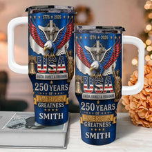 Load image into Gallery viewer, Personalized 40oz Tumbler USA Flag Eagle Custom Name Gift for Dad
