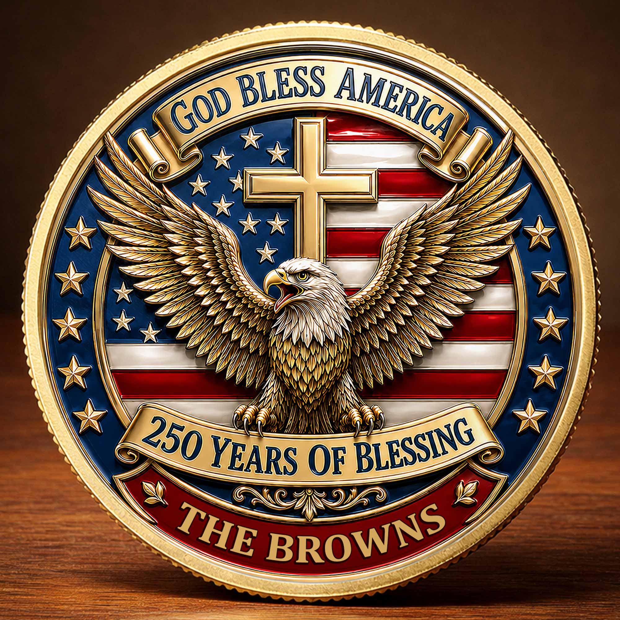 Custom Commemorative Coin God Bless America 250th Anniversary Gift for Dad