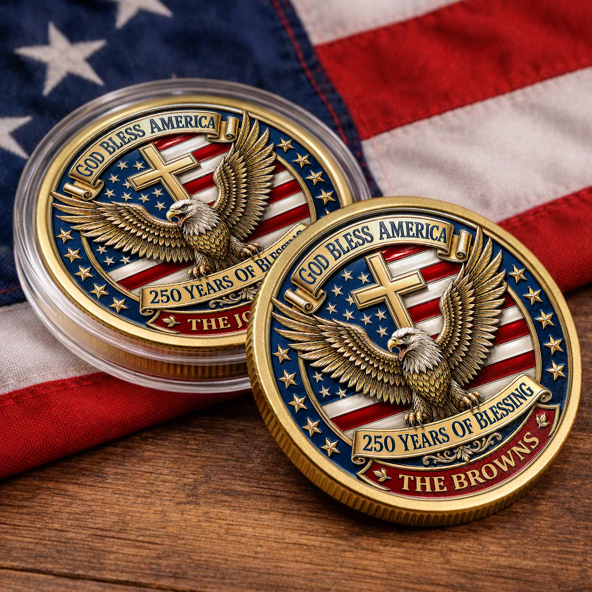 Custom Commemorative Coin God Bless America 250th Anniversary Gift for Dad