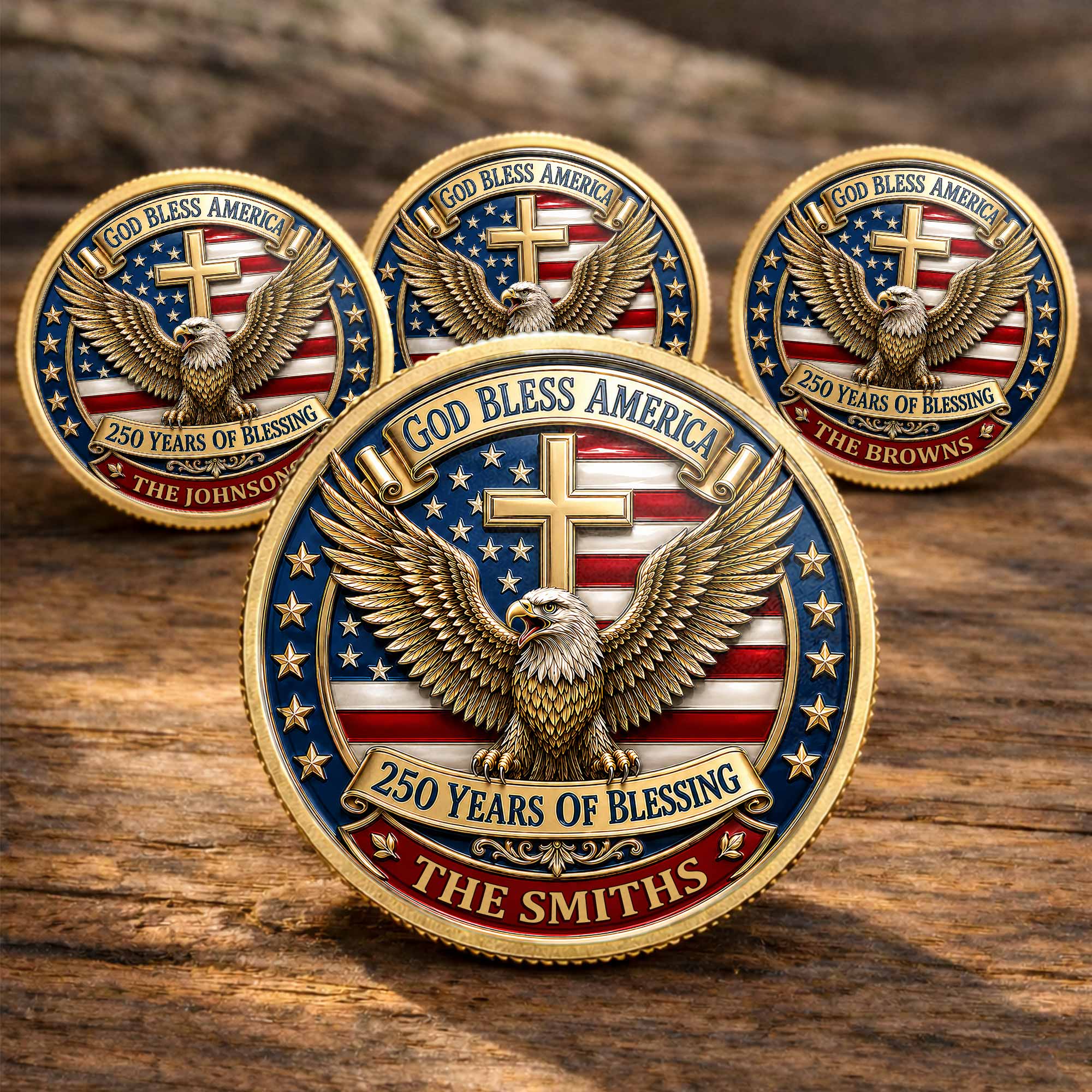 Custom Commemorative Coin God Bless America 250th Anniversary Gift for Dad