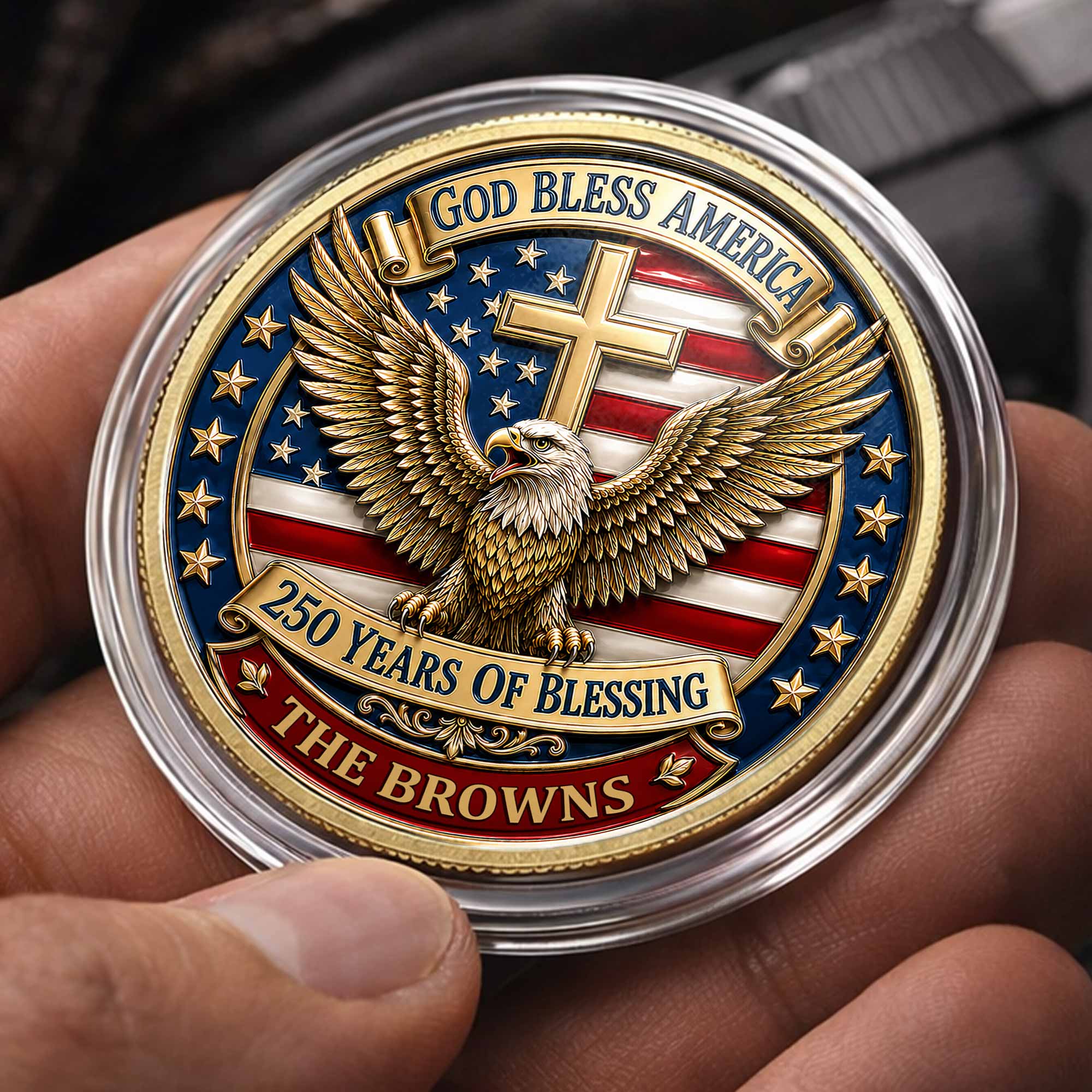 Custom Commemorative Coin God Bless America 250th Anniversary Gift for Dad