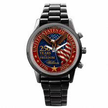 Load image into Gallery viewer, Personalized Men's Watch Custom Name Eagle Flag Gift for Dad
