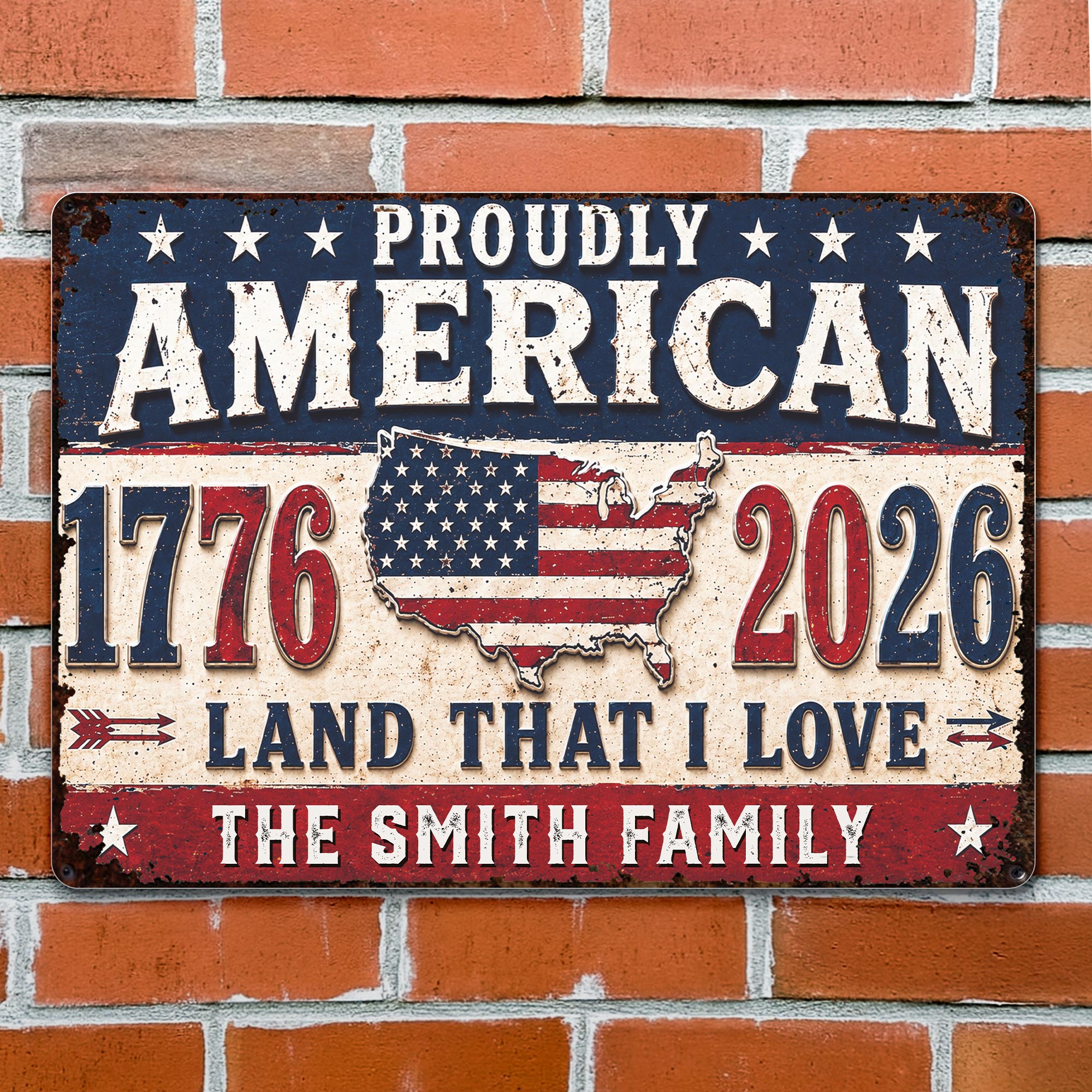 Personalized USA Map Metal Sign Custom Name Gift for Dad