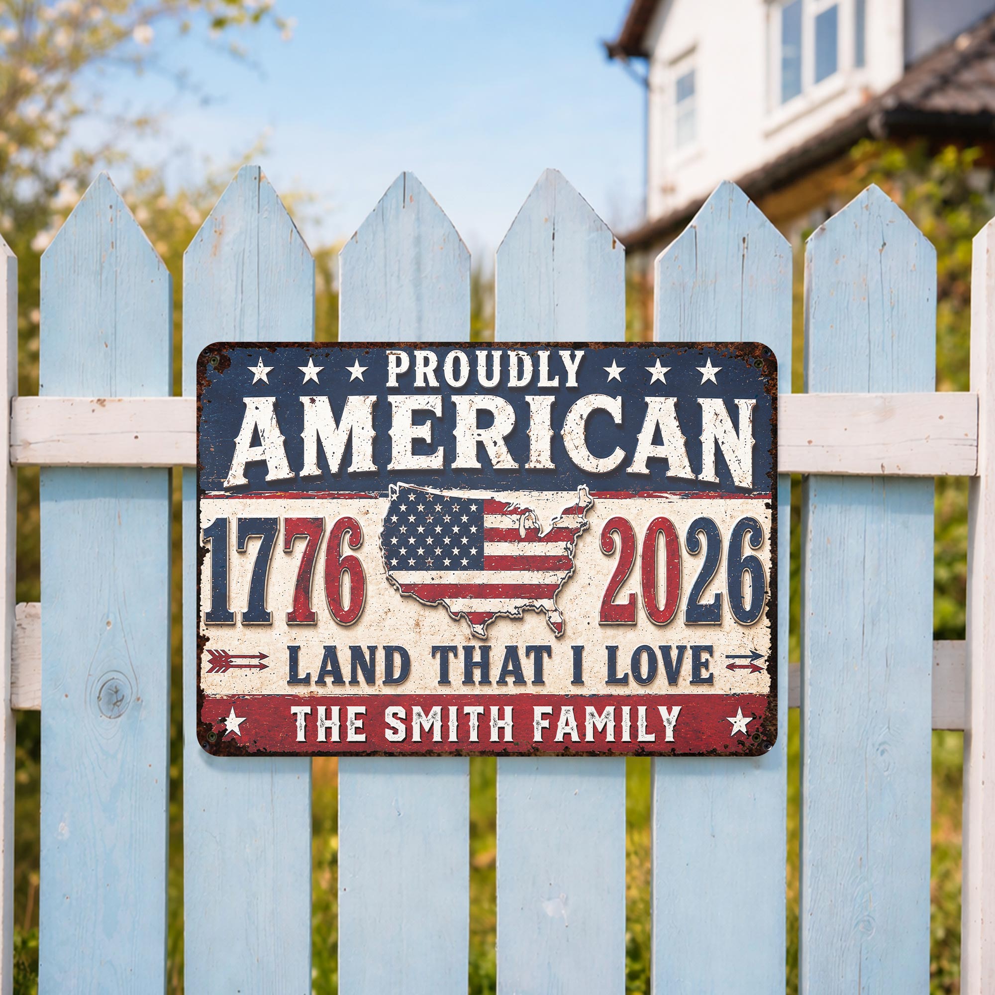 Personalized USA Map Metal Sign Custom Name Gift for Dad