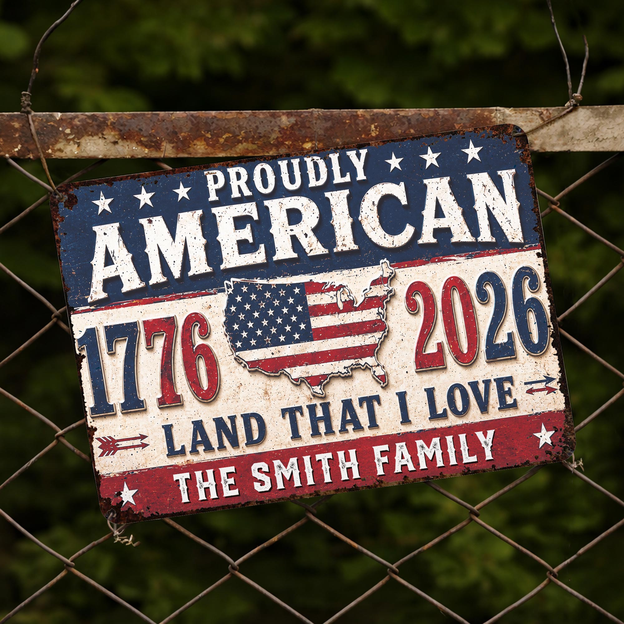 Personalized USA Map Metal Sign Custom Name Gift for Dad