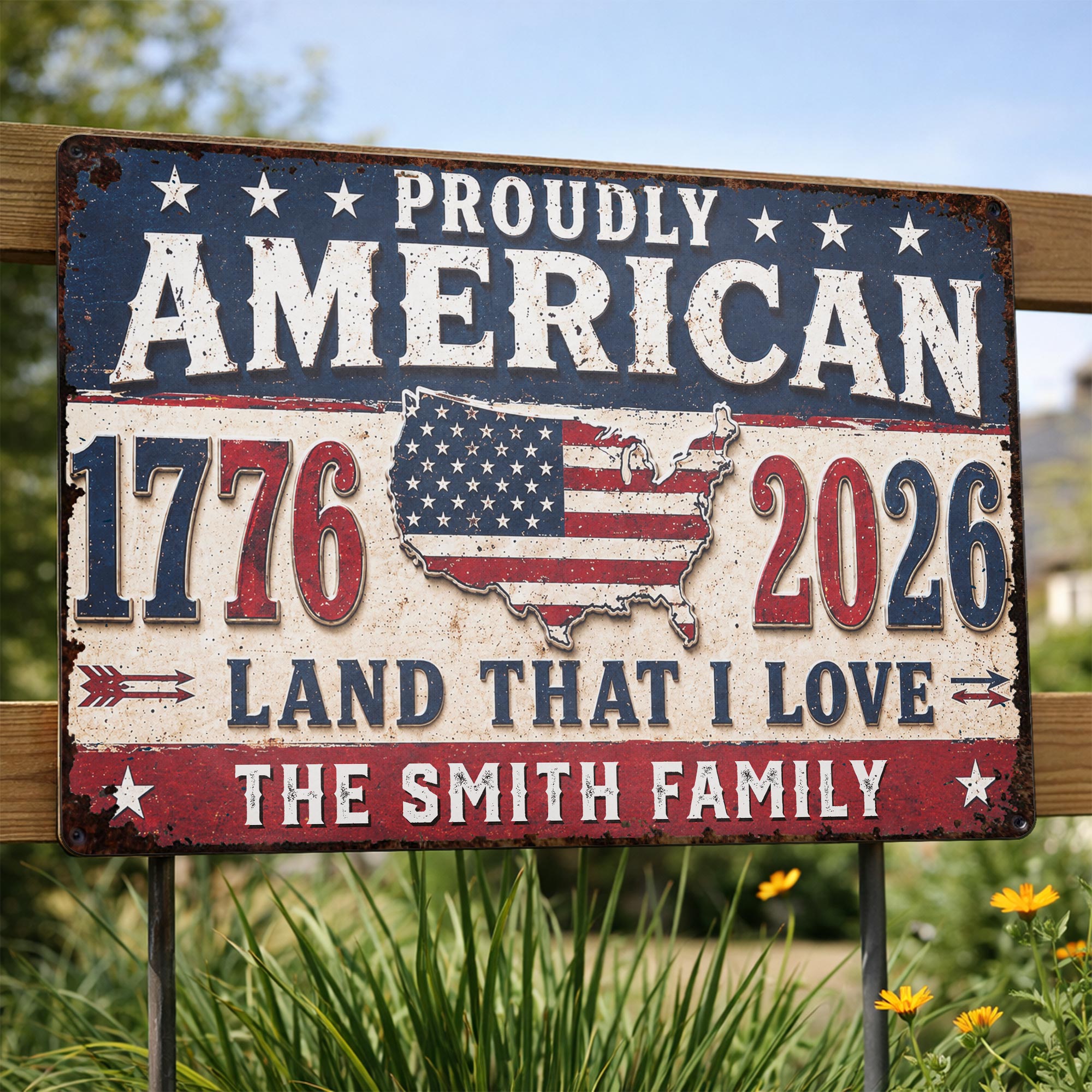 Personalized USA Map Metal Sign Custom Name Gift for Dad