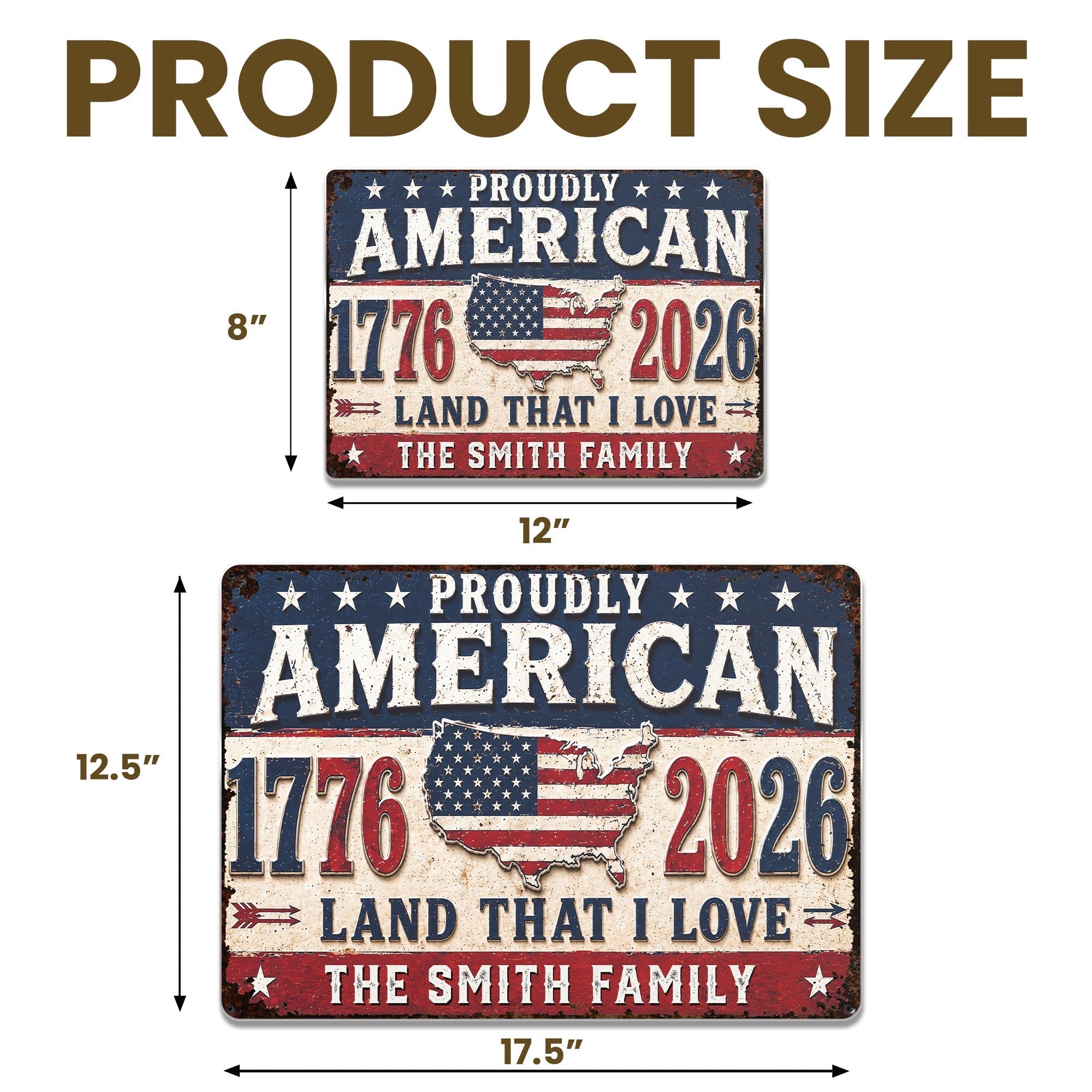 Personalized USA Map Metal Sign Custom Name Gift for Dad