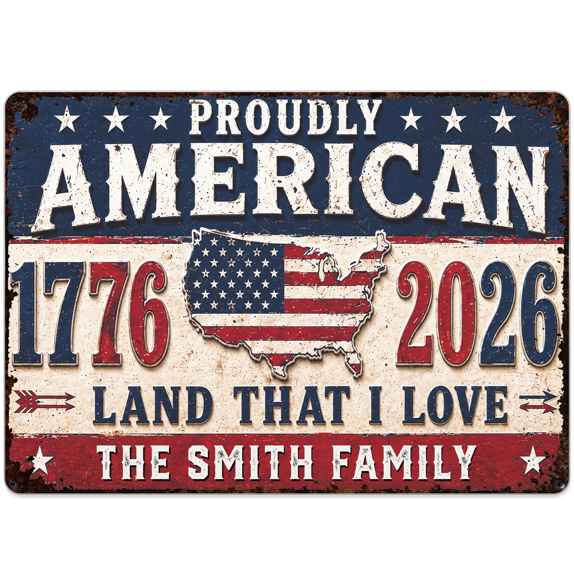 Personalized USA Map Metal Sign Custom Name Gift for Dad