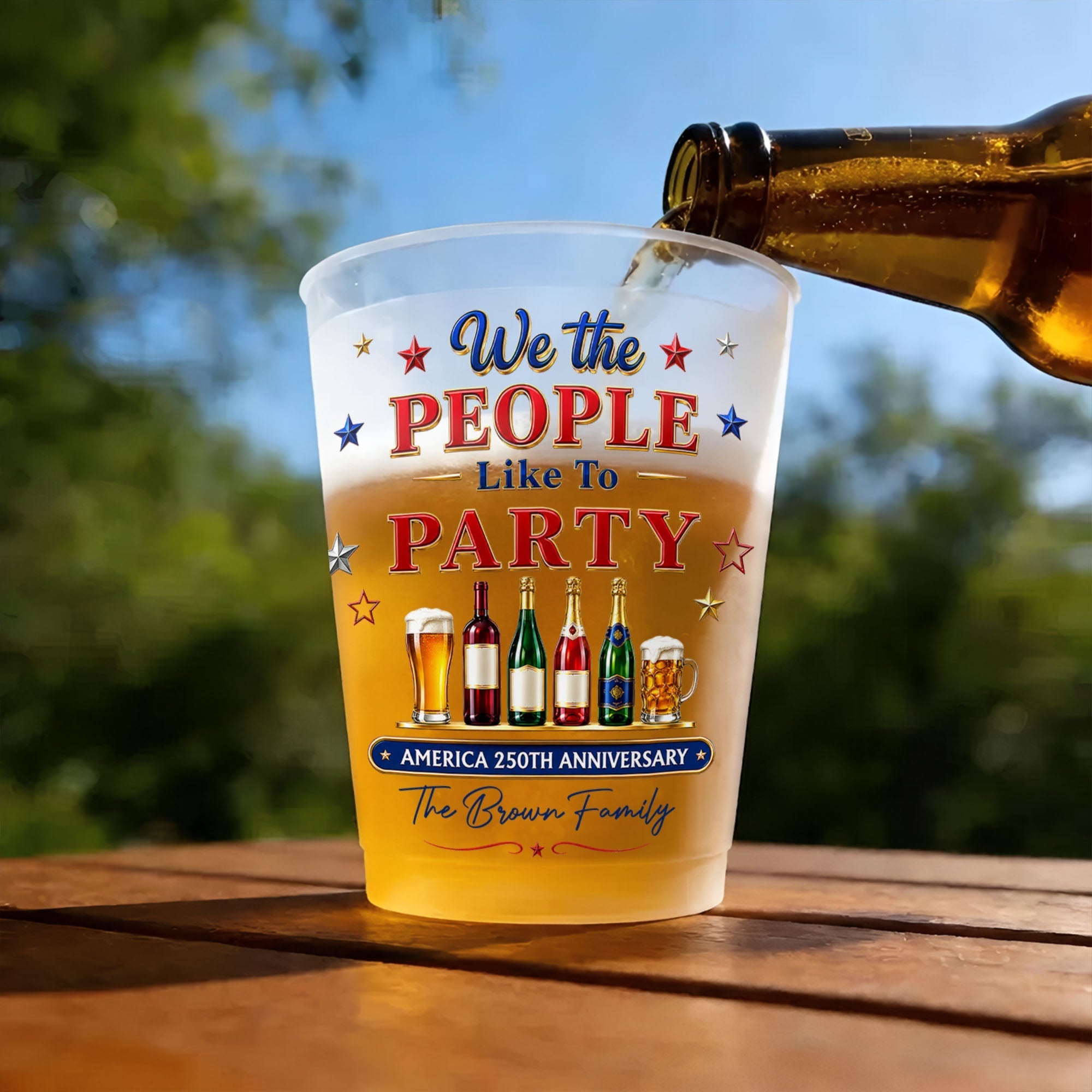 Personalized Frosted Cups Custom Name Party Gift for 4th of July