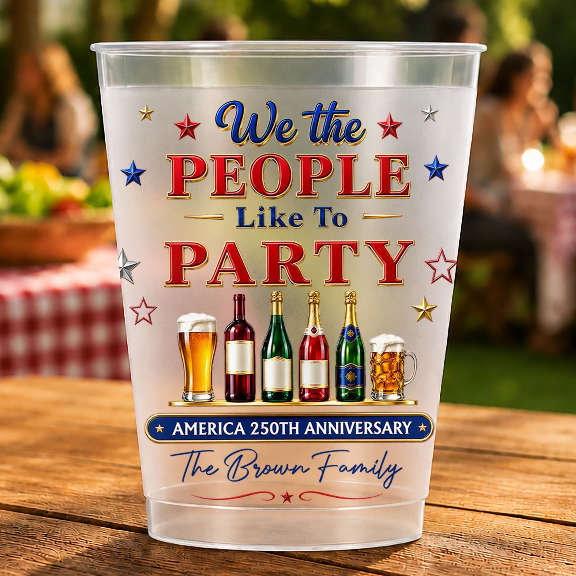 Personalized Frosted Cups Custom Name Party Gift for 4th of July