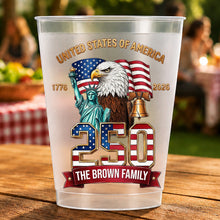 Load image into Gallery viewer, Personalized Frosted Cups Custom Family Name USA Eagle Gift
