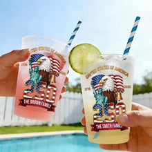 Load image into Gallery viewer, Personalized Frosted Cups Custom Family Name USA Eagle Gift
