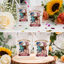 Load image into Gallery viewer, Personalized Frosted Cups Custom Family Name USA Eagle Gift
