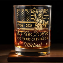 Load image into Gallery viewer, Personalized Custom Whiskey Glass American Flag Gift for Dad
