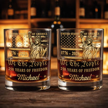 Load image into Gallery viewer, Personalized Custom Whiskey Glass American Flag Gift for Dad
