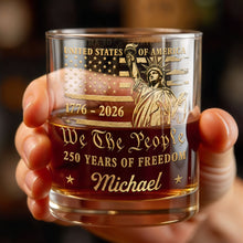 Load image into Gallery viewer, Personalized Custom Whiskey Glass American Flag Gift for Dad
