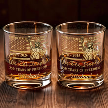Load image into Gallery viewer, Personalized Custom Whiskey Glass American Flag Gift for Dad
