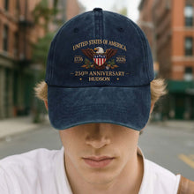 Load image into Gallery viewer, Personalized Washed Denim Cap Custom Name USA Flag Gift for Dad
