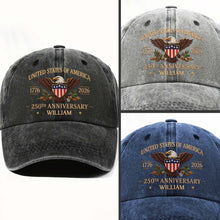 Load image into Gallery viewer, Personalized Washed Denim Cap Custom Name USA Flag Gift for Dad
