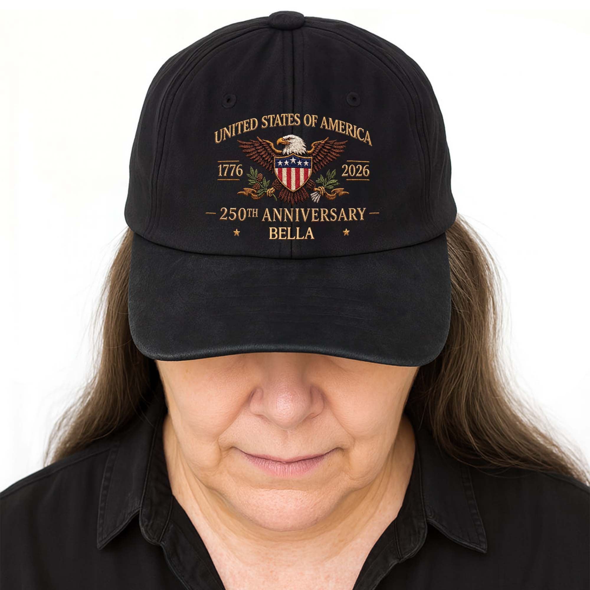 Personalized Washed Denim Cap Custom Name USA Flag Gift for Dad