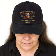Load image into Gallery viewer, Personalized Washed Denim Cap Custom Name USA Flag Gift for Dad
