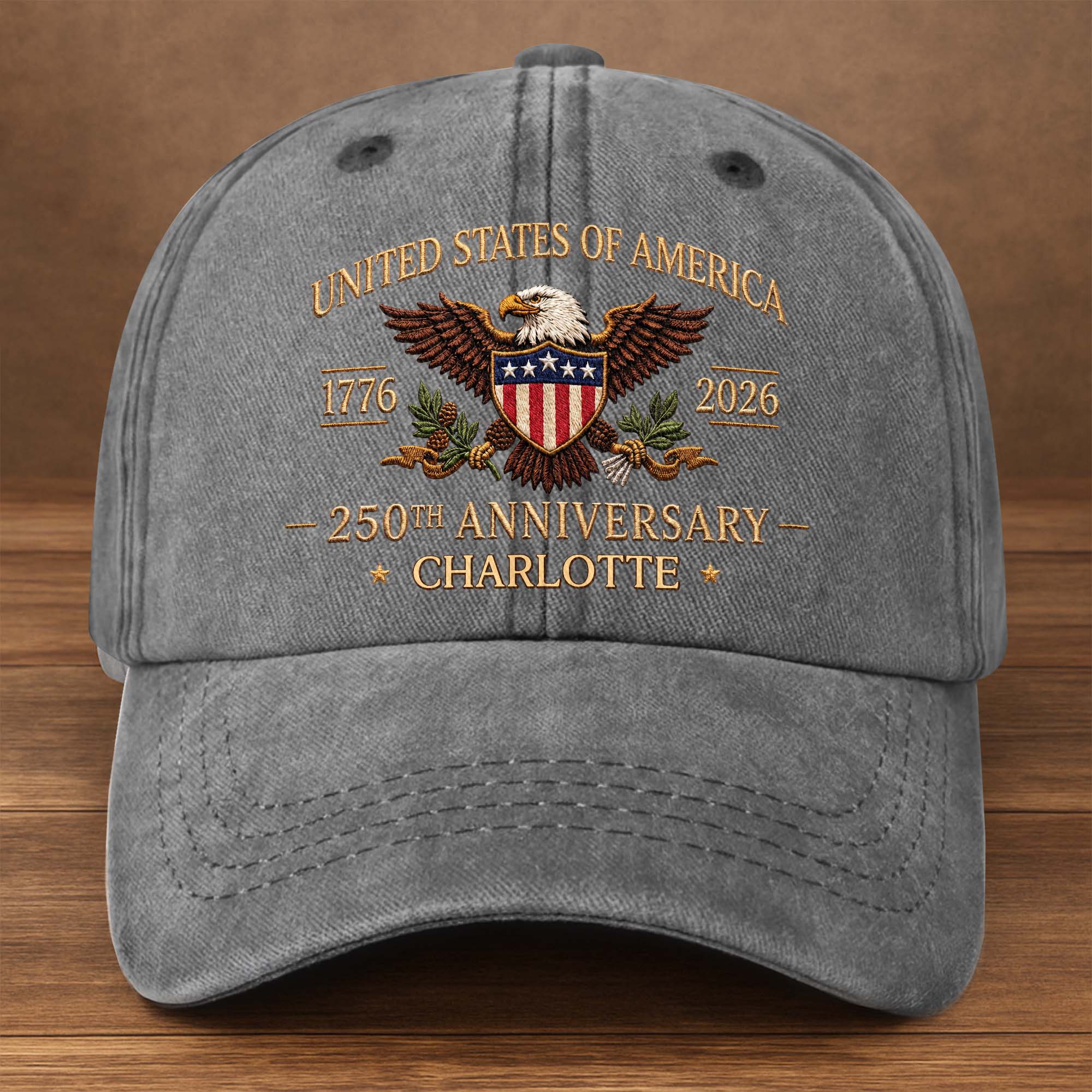 Personalized Washed Denim Cap Custom Name USA Flag Gift for Dad