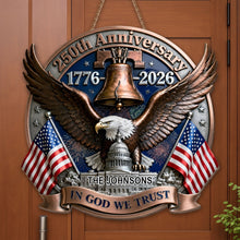 Load image into Gallery viewer, Personalized Eagle Liberty Bell Wood Sign Custom Decor Gift
