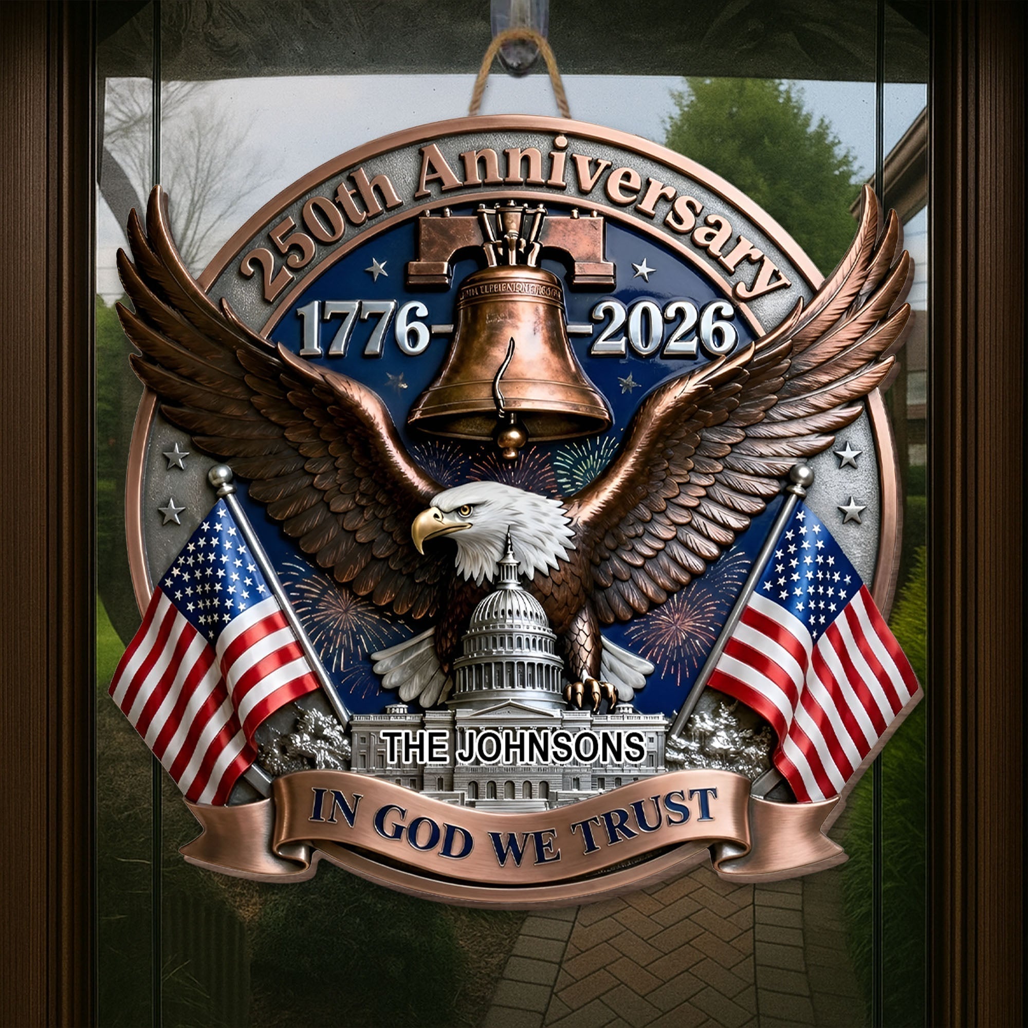 Personalized Eagle Liberty Bell Wood Sign Custom Decor Gift