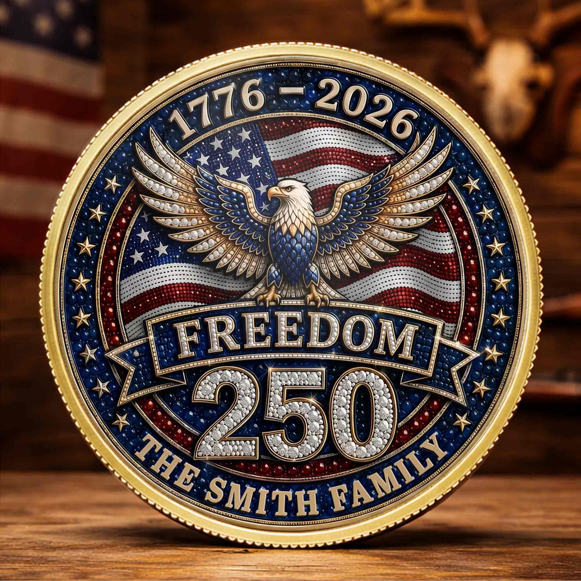 Personalized American Flag Commemorative Coin Gift for Dad