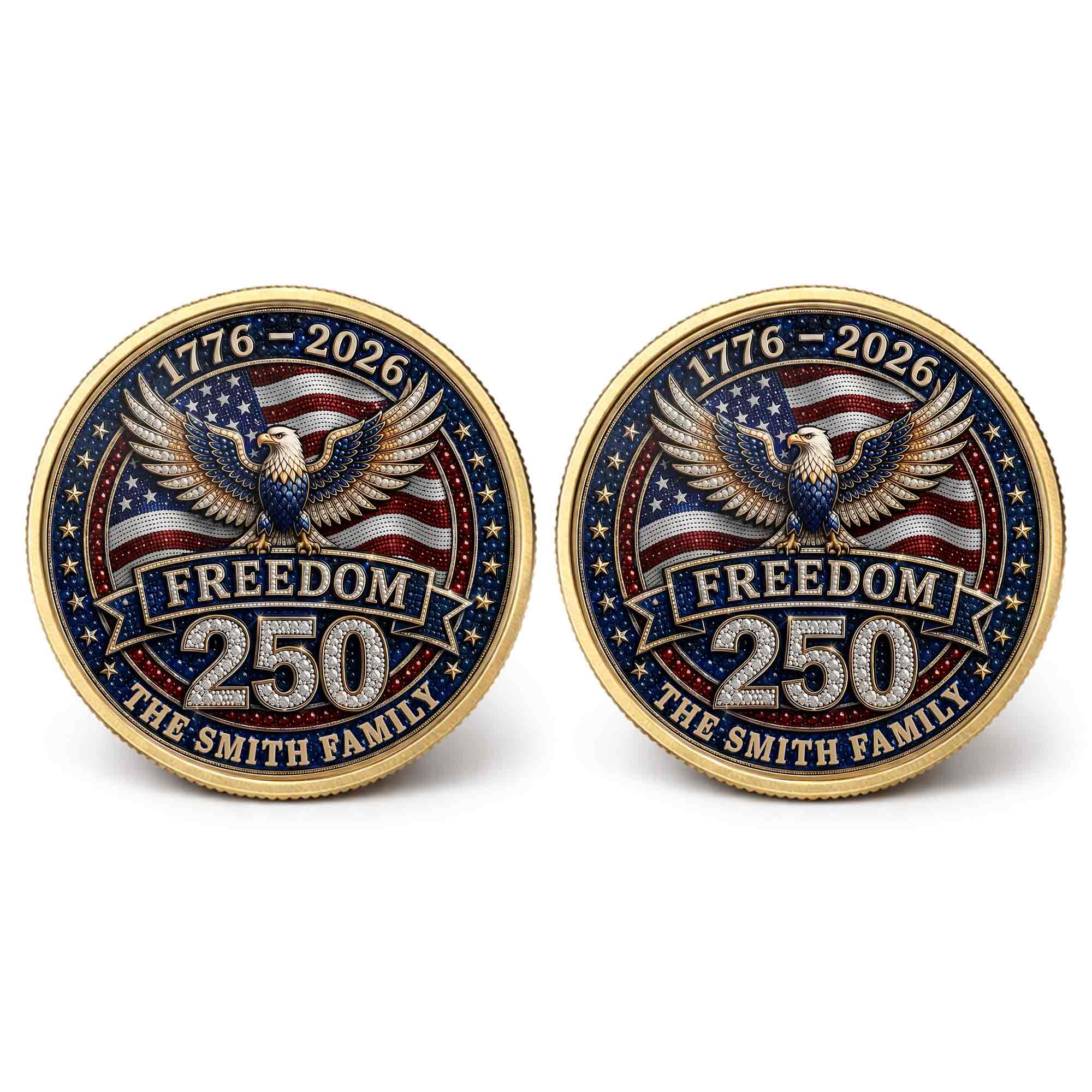 Personalized American Flag Commemorative Coin Gift for Dad