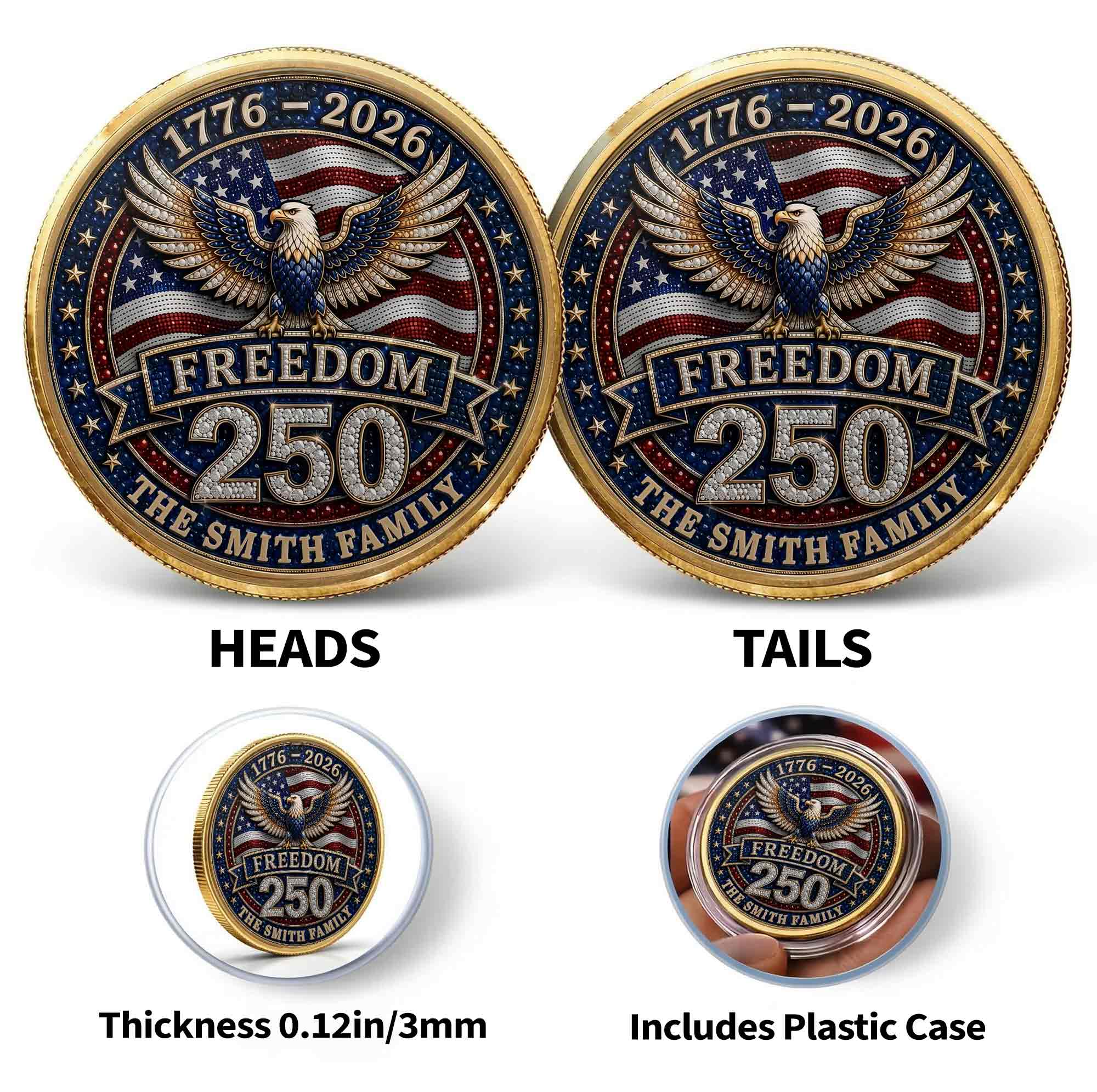 Personalized American Flag Commemorative Coin Gift for Dad